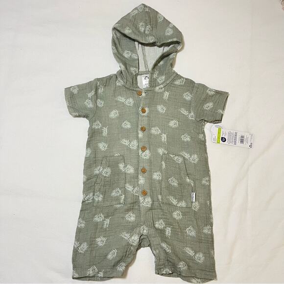 NWT Gerber | Baby Boys Green Palms Hooded Romper | 24M - Picture 1 of 3